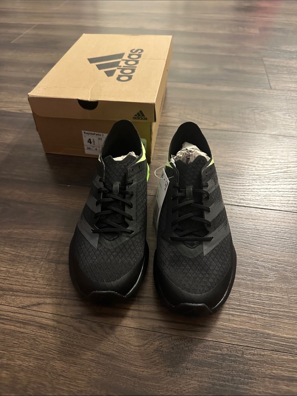 adidas Black Sneakers with Neon Yellow-Green Accent